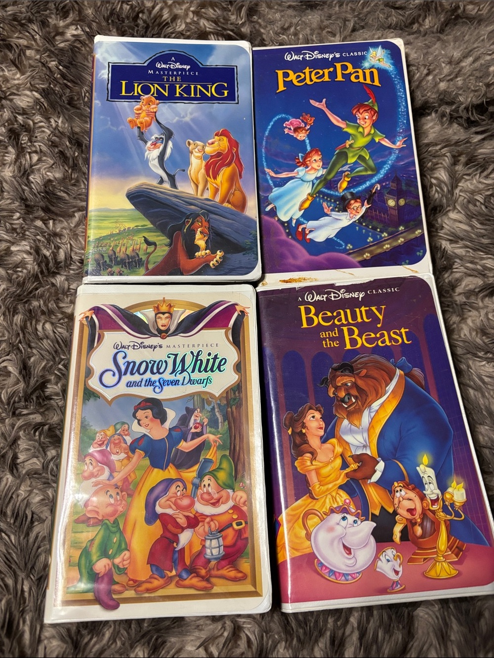 Disney VHS Tape Lot 4 Lion King Beauty Beast Peter Pan Snow White